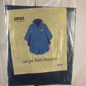 Blue Rain Poncho Size L | Waterproof Hooded Outdoor Lightweight Jacket NEW